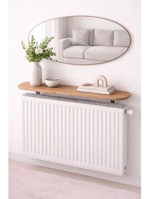 Normadia Şık Petek Üstü Radyatör Rafı 100X18CM, Oval Kenarlı Çok Amaçlı Depolama