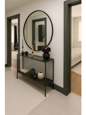 Normadia Modern Siyah Ahşap ve Füme Cam Döşemeli Şık Köşe Konsolu