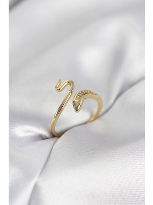 Erbilden Erb Gold Renk Yılan Model Zirkon Taşlı Kadın Yüzük