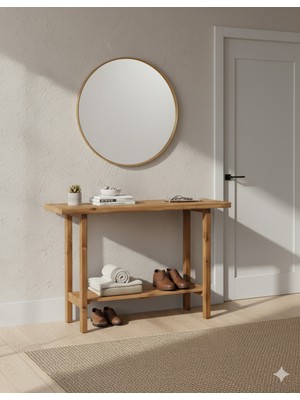 Normadia Doğal Çam Ahşap Modern Giriş ve Salon Masası, Dekoratif Konsol