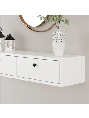 Normadia Modern Beyaz Dresuar, Siyah Düğme Kulp ile Şık ve Fonksiyonel Tasarım