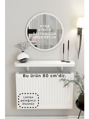 Normadia Beyaz Petek Üstü Uçan Raf ve Dresuar, Duvar Montajsız, Kalın Kenar, 80 cm