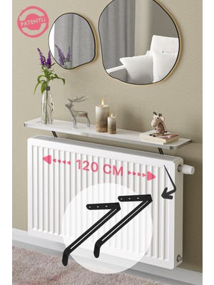 Normadia Petek Üstü Uçan Raf, Beyaz Gümüş, Oval Kesim, 120X18 cm