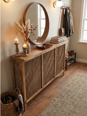 Normadia Ahşap Petek Kaplama Dresuar, Radyatör Gizleyici, Dekoratif Önü Konsol 150 cm