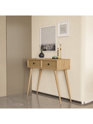 Normadia 6025 Luna Ahşap Ayaklı Mdf Profili Çerçeveli 2 Çekmeceli Dresser Sepet