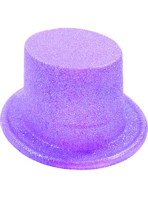 Kyops Floresan Mor Renk Simli Uzun Fötr Melon Şapka 12 cm - Lisinya