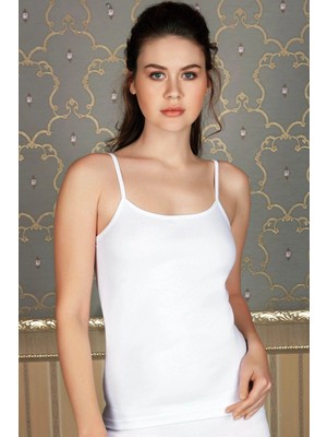 Giyim Likralı Pamuklu Ip Askılı Beyaz Atlet