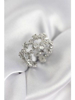 Erbilden Erb Zirkon Taşlı 2'li Model Gümüş Renk Kadın Yüzük