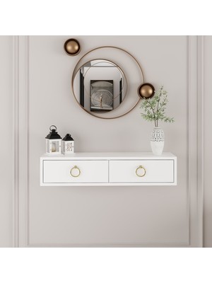 Normadia Şık Beyaz Gold 90 cm 2 Kapaklı Mandosi Mobilya Dresuar