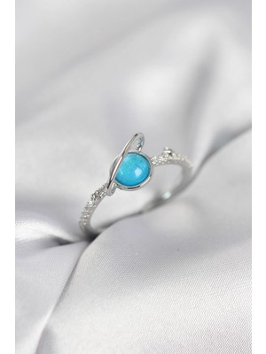 Erbilden Erb Gümüş Renk Zirkon Taşlı Satürn Model Kadın Yüzük