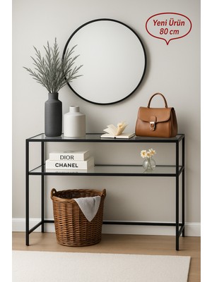 Normadia Modern Siyah ve Kahve Dresuar, 80 cm Şeffaf Cam ile Şıklık Katıyor