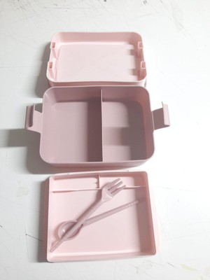 Getittir Kulplu Beslenme Kabı  2 Bölmeli Mandallı Diyet Kabı -Çatal Kaşık Dahildir - Lisinya