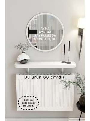 Normadia Beyaz Petek Üstü Uçan Raf ve Dresuar, Duvar Montajsız, Kalın Kenar 60 cm