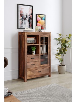 Normadia Özel Üretim Gerçek Ağaç Dresuar, Ceviz Renk, Şık ve Fonksiyonel Tasarım