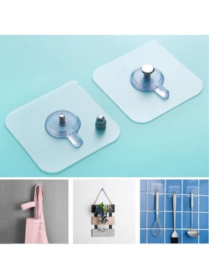 E-Woman 5 Li Yapışkanlı Mutfak Banyo Raf Tutucu Askı Pin Çerçeve Çok Amaçlı Askısı - Lisinya