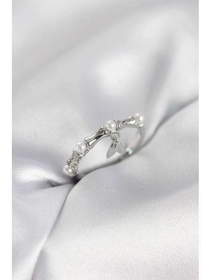 Erbilden Erb Gümüş Renk Sallantılı Kemik Model Kadın Yüzük