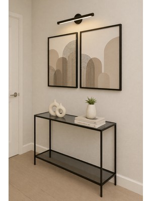 Normadia Modern Metal Profilli Açık Füme Çift Camlı Dresuar ve Hol Sehpası 100X33X85 cm