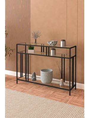 Normadia Venedik Şeffaf Camlı Dekoratif Dresuar ve Kahve Köşesi Rafı