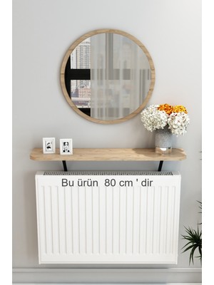 Normadia Safir Meşe Oval Uçan Raf ve Dresuar Duvar Montajsız 80 cm
