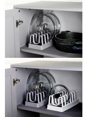 Getittir 6 Bölmeli Tencere Kapak Rafı - Tencere Kapak Organizeri - Lisinya