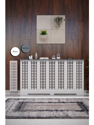 Normadia Beyaz ve Antrasit Renklerde Şık Truva Model Dresuar, Petek Kaplama, 136X140 cm