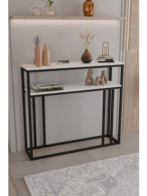 Normadia Şık 2 Raflı Metal Dresuar ve Kitaplık, Salon Düzenleyici 100 cm