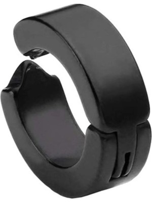 Tp Erkek Küpesi - 1 Adet Siyah Çelik Kıstırmalı Küpe Paslanmaz Atmaz Çelik Siyah Küpe - Lisinya