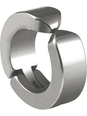 TrentCo Erkek Küpesi - 1 Adet Çelik Kıstırmalı Küpe Paslanmaz Atmaz Çelik Gümüş Renk Küpe - Lisinya