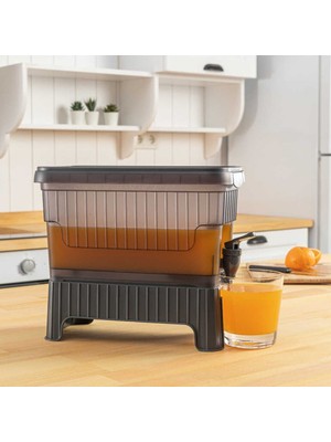 Getittir Gri Buzdolabı Içi Musluklu Ayaklı Su -Limonata - Içecek Sebili Piknik Bidonu 4 Lt - Lisinya