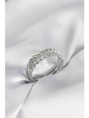 Erbilden Erb Gümüş Renk Başak Model Zirkon Taşlı Kadın Yüzük