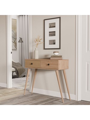 Normadia Modern Ahşap Ayaklı 2 Çekmeceli Şık Dresuar Sepet