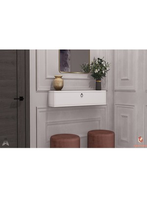 Normadia 70CM Beyaz Kapaklı Çok Amaçlı Dolap, Salon ve Antre Için Şık Tasarım