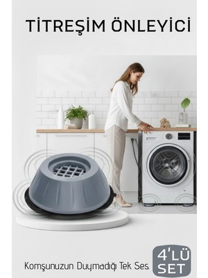Kyops Premium 4'lü Titreşim Önleyici Kauçuk Ayak Seti - Ultra Sessiz ve Sarsıntısız Yıkama Teknolojisi - Lisinya