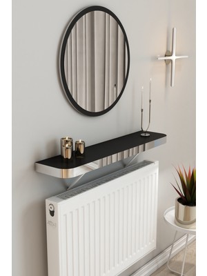 Normadia Siyah Gümüş Kalın Kenar Petek Üstü Uçan Raf ve Dresuar, 120 cm