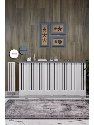 Normadia Beyaz ve Antrasit Renklerde, Petek Kaplamalı Şık Dresuar, 156 cm Iç Ölçü