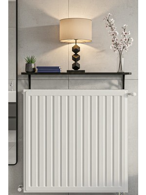 Normadia 100 cm Siyah Metal Raf, Kalorifer Üstü Dekoratif Raf, Modern Tasarım
