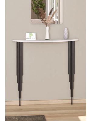 Normadia Yarım Ay Oval Dresuar Beyaz 100CM Siyah Ayak, Şık ve Modern Tasarım
