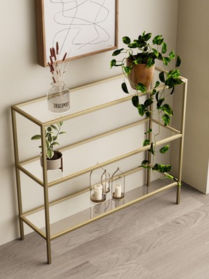 Normadia 3 Katlı Metal Kahve Köşesi, Modern Tasarım, 100 cm Dresuar