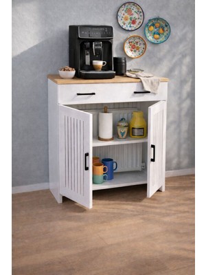 Normadia Derinlik 32 cm Çok Amaçlı Kapaklı Petek Üstü Kahve Köşesi Raf