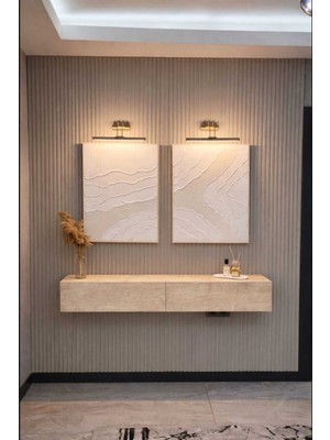 Normadia Şık Traverten Desenli Uçan Duvara Monte Konsol 120 cm
