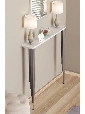 Normadia Beyaz Oval Petek Üstü Raf, Gümüş Ayak, 120X18CM, Estetik ve Şık Tasarım