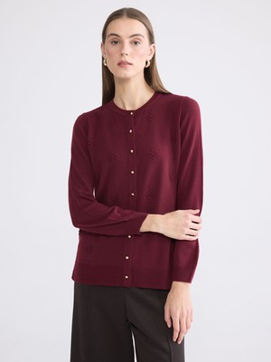 Lc Waikiki Yeni Sezon Bisiklet Yaka Kendinden Desenli Kadın Triko Hırka