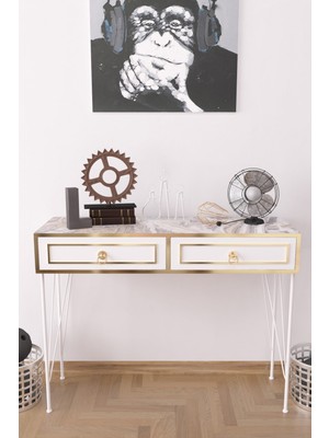 Normadia Şık Beyaz Mermer Lüx Dresuar, Modern ve Zarif Tasarım ile Ev Dekorunuza Şıklık Katıyor