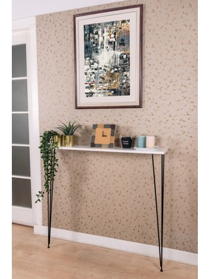 Normadia Beyaz Metal Radyatör Üstü Dekoratif Koridor Antre Rafı