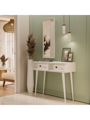 Normadia Şık Mdf Profilli 2 Çekmeceli Aynalı Beyaz Dresuar, Luna Model