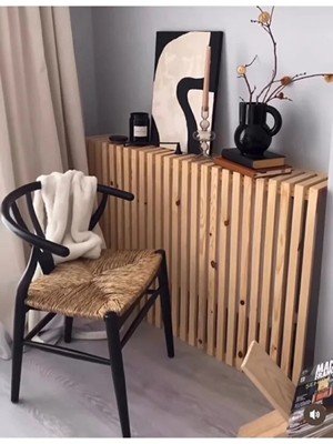 Normadia Masif Ahşap Dekoratif Petek Kaplama Rafı 80 Cm, Şık ve Doğal Tasarım