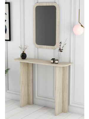 Normadia Şık Modena Aynalı Dresuar Makyaj Masası, Traverten Mermer Detaylı