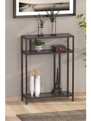 Normadia Şık Siyah Füme Temper Camlı Dresuar ve Komodin Takımı