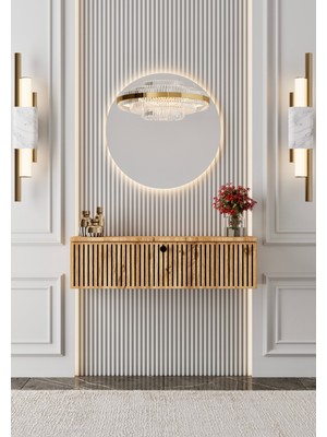 Normadia Meşe Rengi Mdf 90 cm Kapaklı Duvara Monte Dresuar