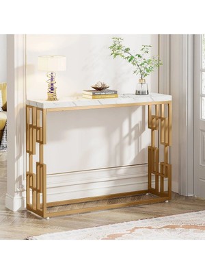 Normadia Şık Gold Metal Iskeletli Modern Dresuar ve Konsol Takımı